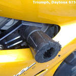 Triumph Daytona 675 2011 2012, ST 675 CRASH MUSHROOMS (BOTH SIDES) CRASH MUSHROOM FRAME SLIDERS GB Racing